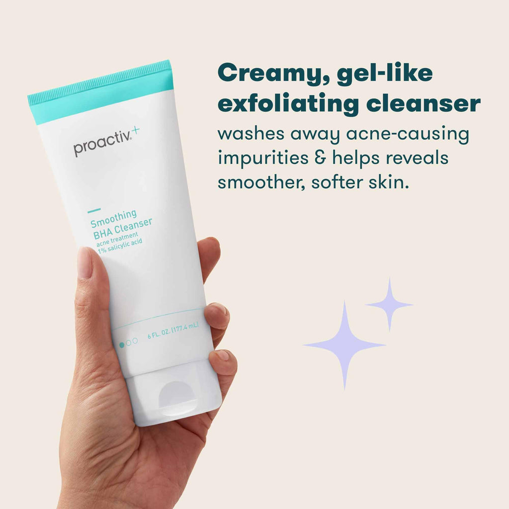 Proactiv+ Smoothing BHA Cleanser, 6 oz, Unscented Acne Treatment for All Skin Types, 1% Salicylic Acid Cleanser with Soothing Aloe