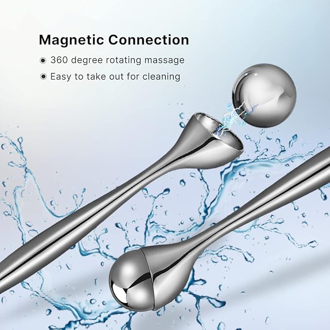 QooWo Eye Roller, Facial Roller Massager - Reduces Puffiness, Dark Circles, Cooling Therapy for Tired Eyes (with Applicator)