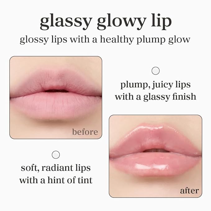 NOONI Korean Lip Oil - Appleclear | Long-Lasting, Moisturizing, Plumping, Revitalizing for Dry Lips, Waterproof, No Peel Off, Hydrating Lip Stain, Nourishing Crystal Clear Stocking Stuffers 0.12 FL Oz