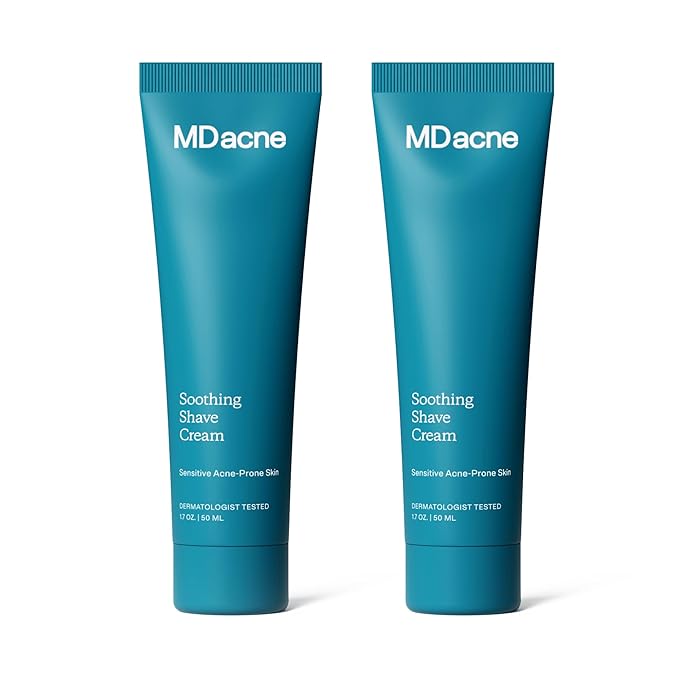 MDacne Shaving Cream for Acne-Prone Skin, Oil-Free, 2 Pack
