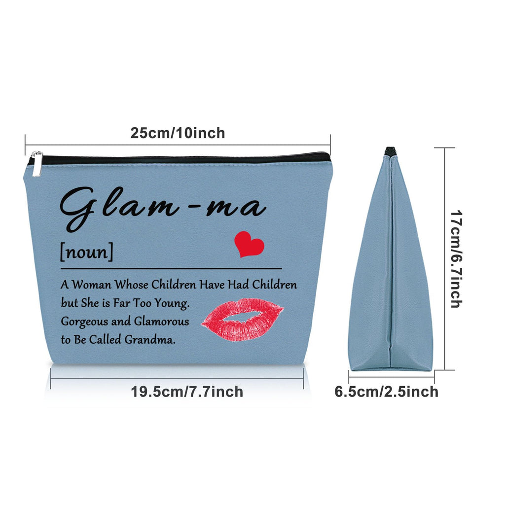 Grandma Gift from Grandchildren Makeup Bag Blue Gifts for Grandma Mother's Day Gifts for Grandma Cosmetic Bag Nana Gifts from Grandkids Grandmother Birthday Gifts from Granddaughter Travel Pouch