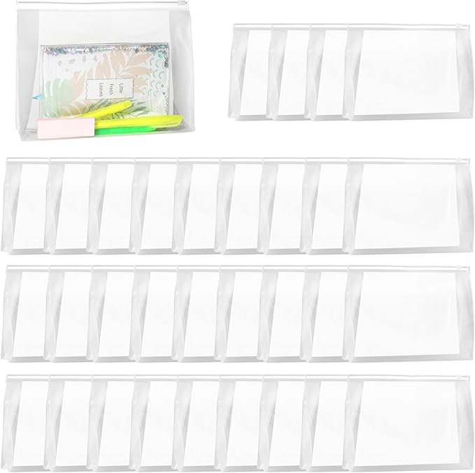 GAWBYET 50 PCS Mini Clear Makeup Bag,Small Clear Zipper Pouch Travel Bag for Toiletries Plastic Cosmetic Organizer Waterproof，for Swimsuit Bikini Travel Vacation(9.8 x 7.1 x 2.6 Inch)