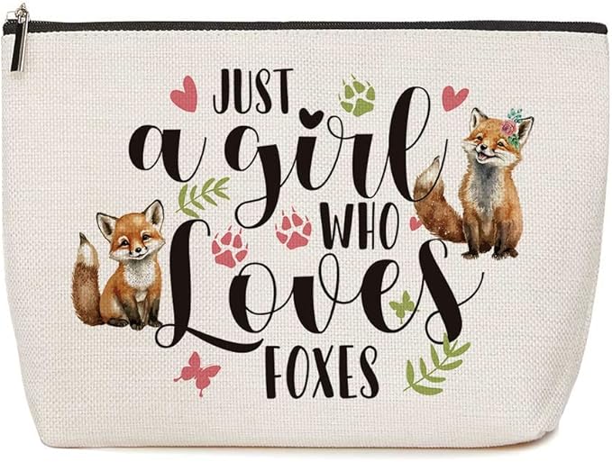 Lovdazzles Fox Makeup Bag Funny Animal Cosmetic Bag Fox Gifts for Girls