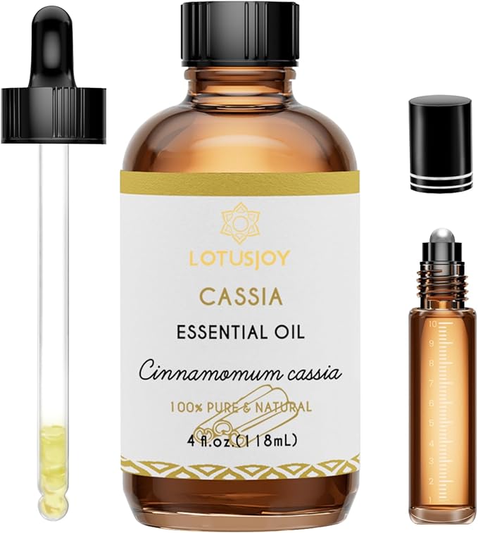 LOTUSJOY Cassia Cinnamon Bark Essential Oil for Body, Massage, Room Spray, Diffuser, DIY Home Crafts- 4 Oz