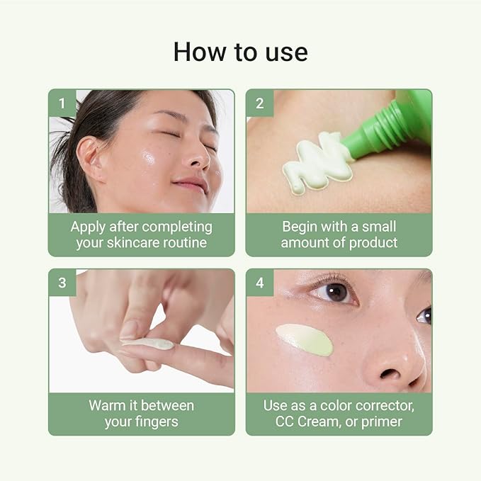 Meebak Cica Redness Solution Lite – Green Color Correcting CC Cream for Redness Relief w/ Niacinamide & Centella Asiatica, Korean Tone Up Cream, Tinted Moisturizer for Sensitive, Fair to Medium Skin