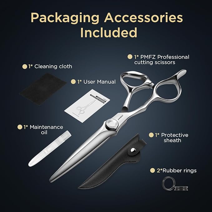 FMPZ 6" Hair Cutting Scissors Professional Barber Scissors, Hair Cutting Shears with 440C Steel - 60HRC Hardness Extremely Sharp with Ergonomic for Salon & Home Use (6'' Professional Hair Shears)