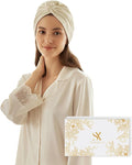 SYSERAN 100% Mulberry Silk Bonnet for Sleeping - Women Natural Curly Hair Night Cap Luxury Sleep Head Wrap with Elastic Band(Beige)