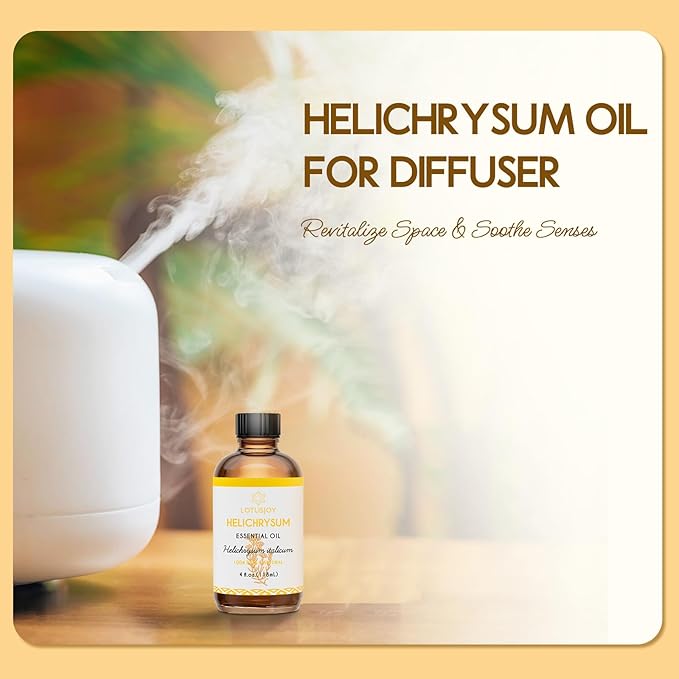 LOTUSJOY Helichrysum Essential Oil, 100% Pure Helichrysum Italicum Oil for Bruising Skin Roll On Diffuser Room Spray - 4 Oz