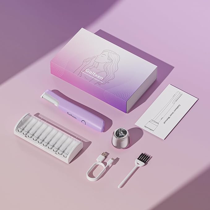 Galtxen Sonic Dermaplaning Tool for Women, Rechargeable Face Dermaplane Razor Sonic Edge Technology for Facial Hair, Exfoliating and Peach Fuzz, 10 Refill Blades Purple