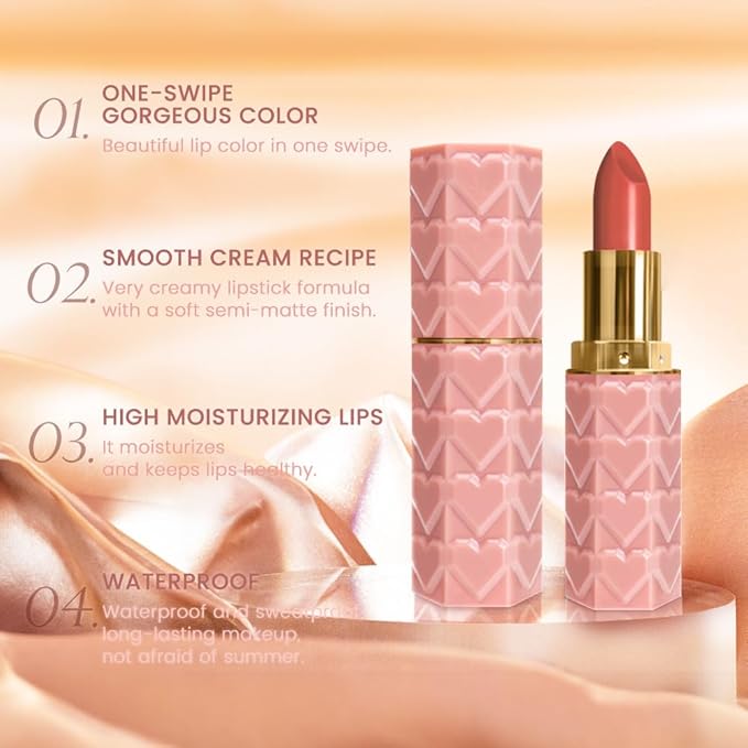 evpct 1Pcs Nude Pink Lipstick, Silky Velvet Matte Lipstick Pack Sets for Women