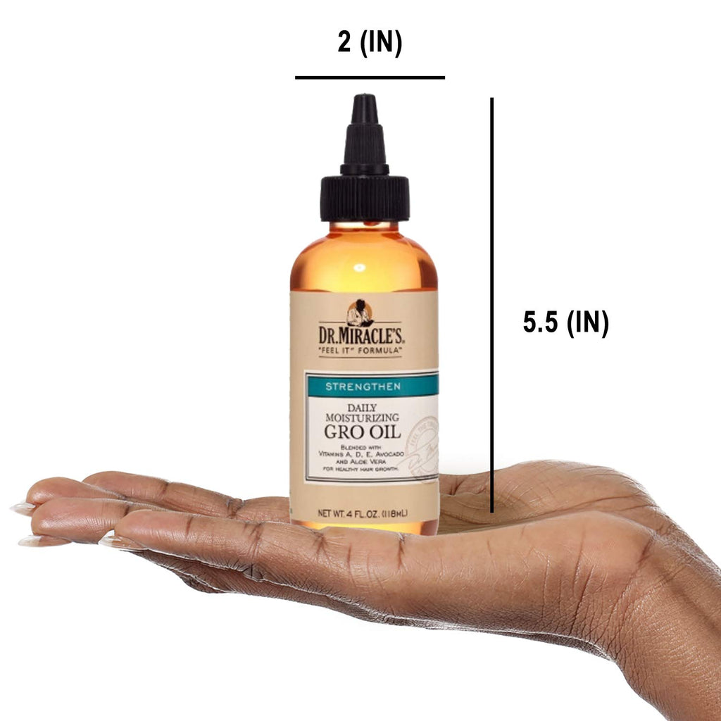 Dr, Miracle's Daily Moisturizing Gro Oil blended with Vitamins A,D,E, Avocado and Aloe Vera – Hair Growth & Scalp Treatment, Strengthens & Repairs, 4 Oz, Pack of 3