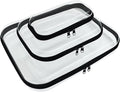 YOQIVEXU 3 Pcs Clear Hard Zipper Case, Hard Shell Plastic Clear Organizer Bag, Transparent Makeup Pouches, Portable Box for Travel Toiletries, Toy Storage Bins (Black, Multi)