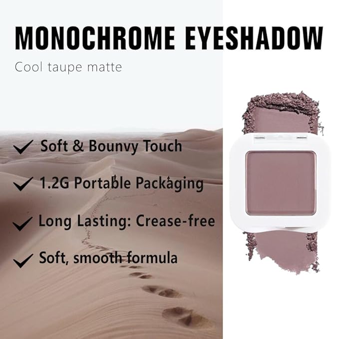 FeiCuiYun Matte Mauve Taupe Eye Shadow Palette Makeup For Older Women, Matte Single Monochrome Eyeshadow, Mini Single Pressed Pigmented Waterproof Sombras Para Ojos, Vegan, Talc, Paraben&Cruelty Free