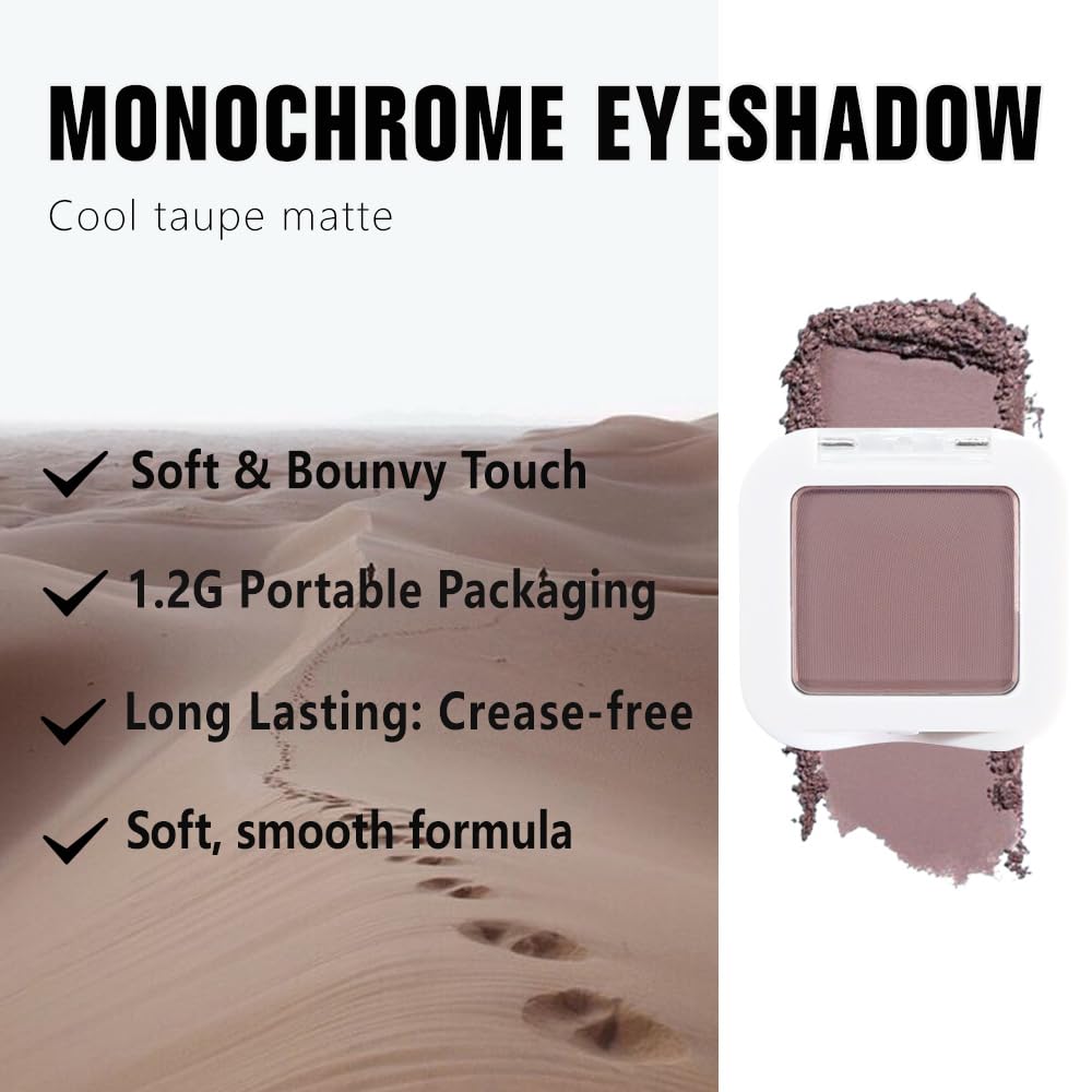 FeiCuiYun Matte Mauve Taupe Eye Shadow Palette Makeup For Older Women, Matte Single Monochrome Eyeshadow, Mini Single Pressed Pigmented Waterproof Sombras Para Ojos, Vegan, Talc, Paraben&Cruelty Free