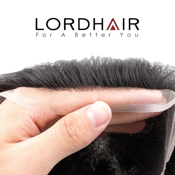 Lordhair Hair System for Men Real Human Hair Full French Lace Mens Hair System Size 8x10 inches Mens Toupee #1A