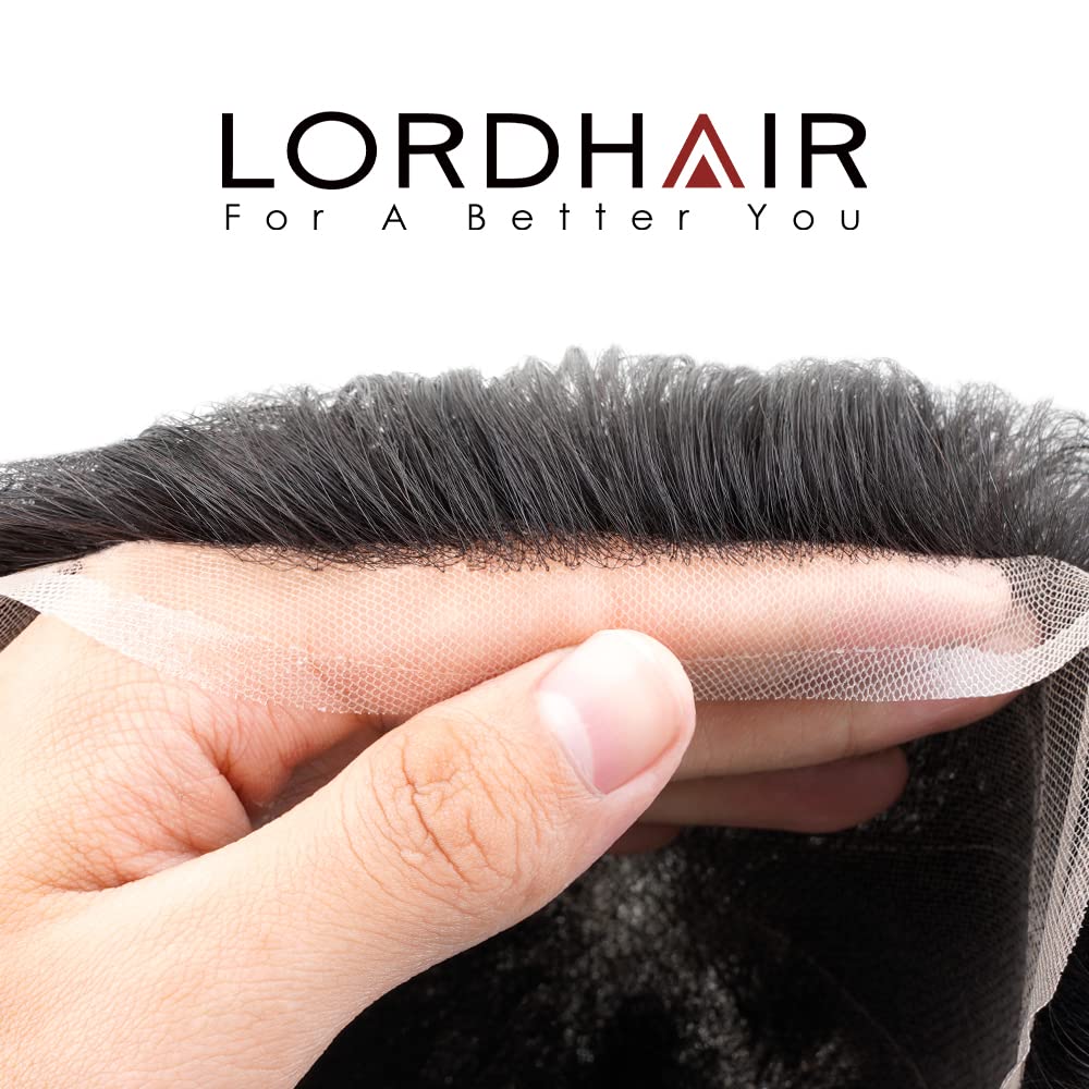 Lordhair Hair System for Men Real Human Hair Full French Lace Mens Hair System Size 8x10 inches Mens Toupee #1A