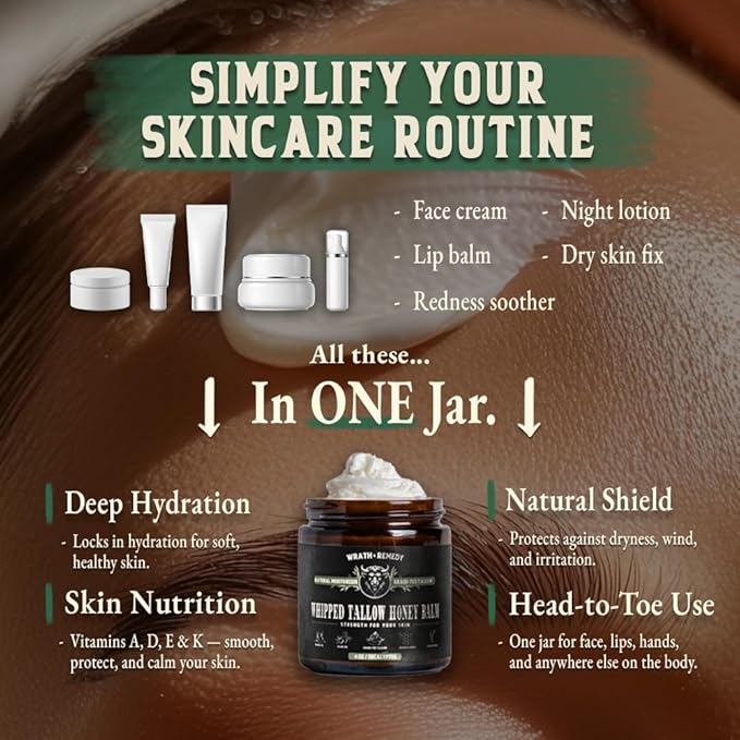 Organic Beef Tallow & Honey Balm for Skin - Concentrated, Eucalyptus (2 OZ)