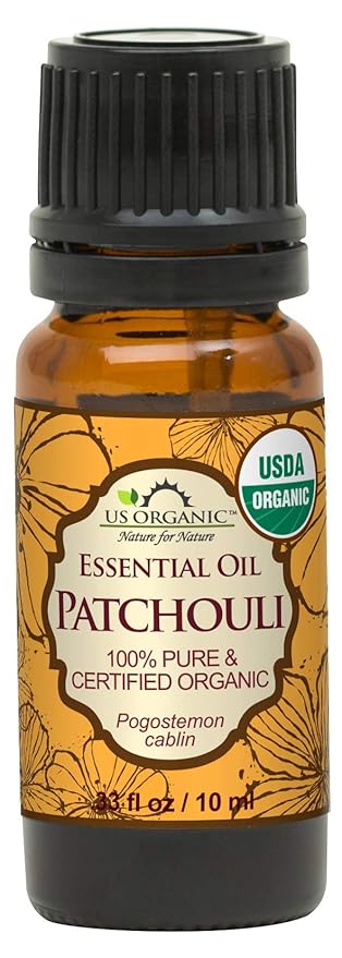 US Organic 100% Pure Patchouli Essential Oil - USDA Certified Organic, Steam Distilled - W/Euro droppers (More Size Variations Available) (10 ml /.33 fl oz)