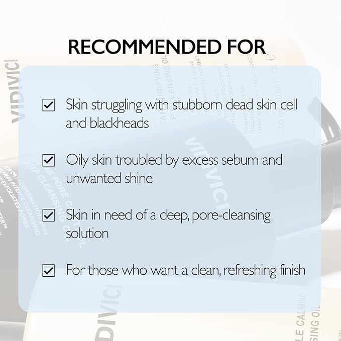 VIDIVICI Clear Pore Control Cleansing Oil 10.14 fl.oz | Makeup remover with blackhead care, Korean facial cleanser for oily skin, Sebum control with Bamboo Charcoal Powder, Korean skin care