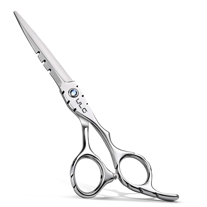 Hair Cutting Scissors, ULG Professional Hair Scissors 6.5” Shark Series Right-Hand Razor Edge Barber Shears Salon Hair Cutting Shears Made of Japanese Stainless Steel, Hand Sharpened Silver