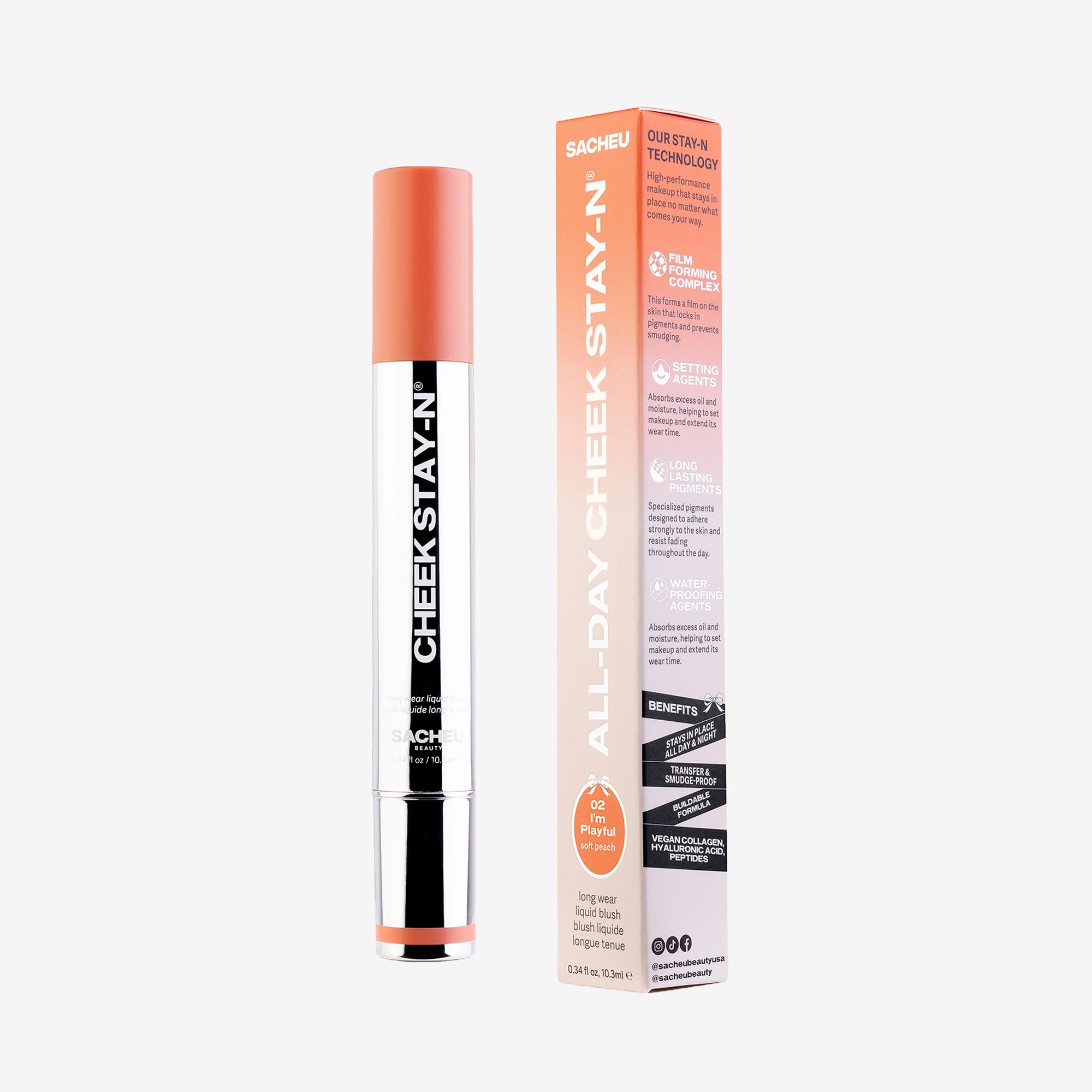 Sacheu Cheek STAY-N Liquid Blush, Dewy Finish, I'm Playful