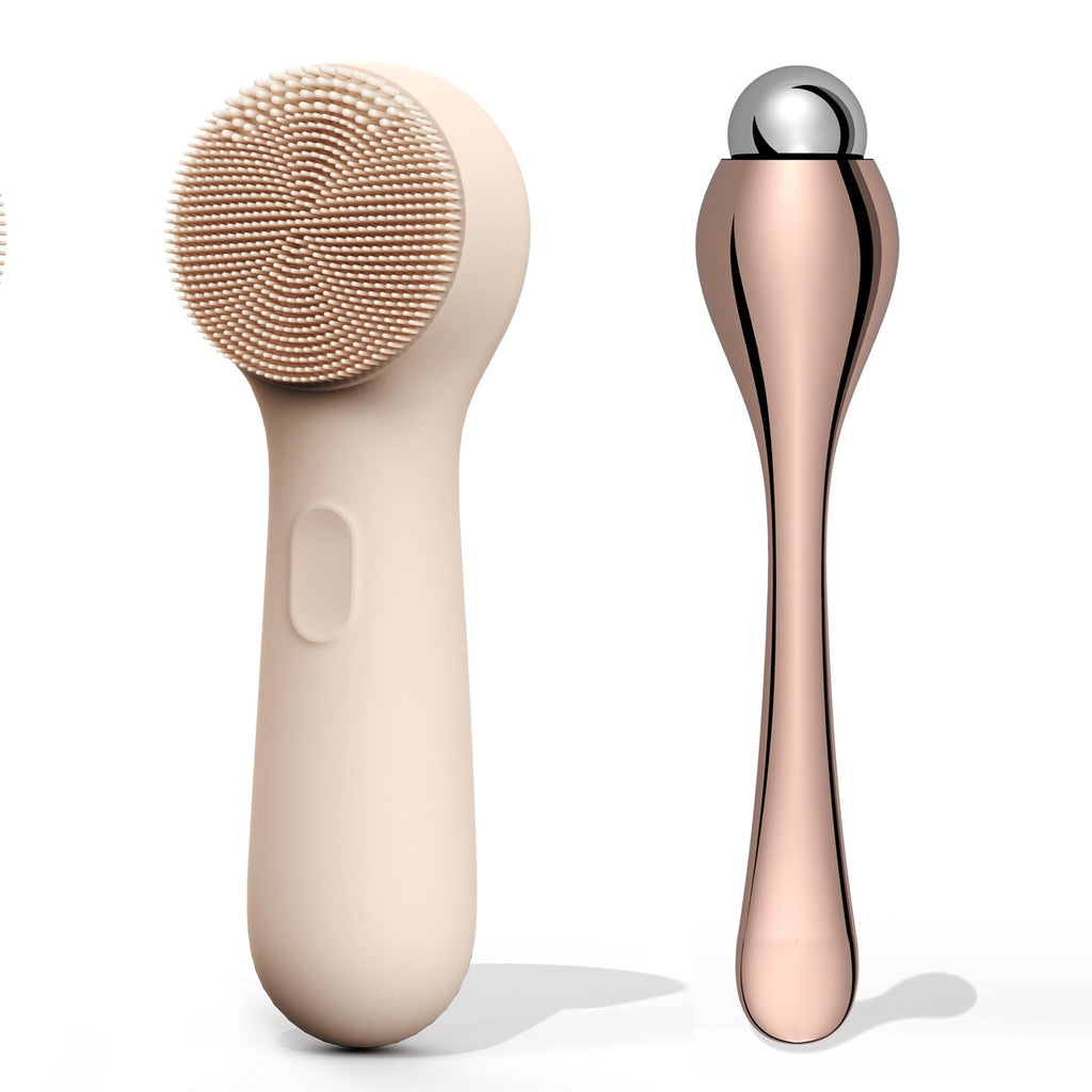 Silicone Face Scrubber, NågraCoola CLIE 2.0 Facial Cleansing Brush, Rechargeable, Waterproof Face Scrub Brush for Cleansing, Exfoliating, Massaging, Electric Facial Exfoliator for Women and Men - Oat