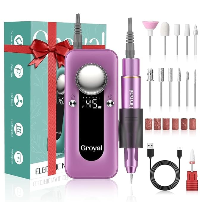 Electric Nail Drill Professional 45000RPM Cordless Electric Nail File Pink