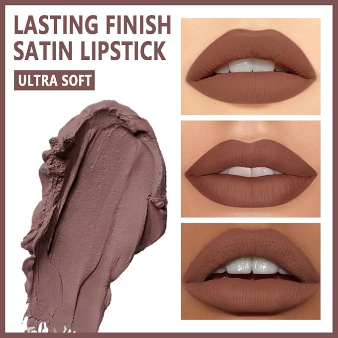 CAKAILA Brown Matte Cream Lipstick,Velvet Waterproof Long Lasting Smudge Proof for Women Lip Stick,Magic Lipstick 24 Hours Original Lip Liner Makeup,labiales mate 24 horas originales,Vegan,1 Count
