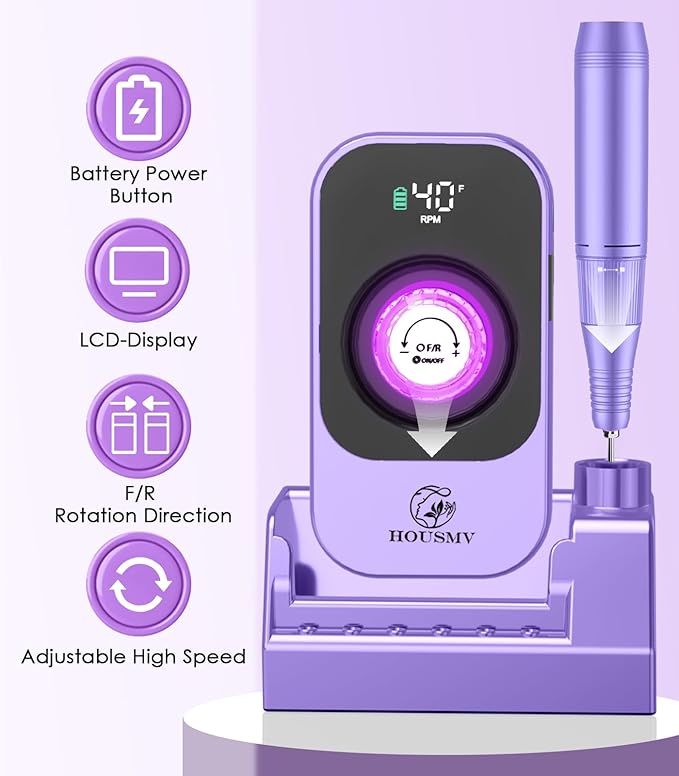 Portable Electric Nail Drill Machine: Professional File Machine 40000RPM