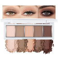 JUAAZIN 5 Colors Matte Eyeshadow Makeup Palette, 5 Natural Classic Nude Neutral Nude Brown Eyeshadow, Looks for Brown Eyes Women Finish Long Wearing Waterproof Professional Eye Makeup 01#