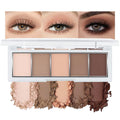 JUAAZIN 5 Colors Matte Eyeshadow Makeup Palette, 5 Natural Classic Nude Neutral Nude Brown Eyeshadow, Looks for Brown Eyes Women Finish Long Wearing Waterproof Professional Eye Makeup 01#
