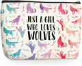 Jealance Cute Watercolor Wolf Makeup Bag Wolf Gifts Cosmetic Travel Bag Wolfs Party Favors Stuff Decor for Wolf Lovers Breeder Women Girls Sister Best Friend Funny Skincare Bags for Christmas Birthday