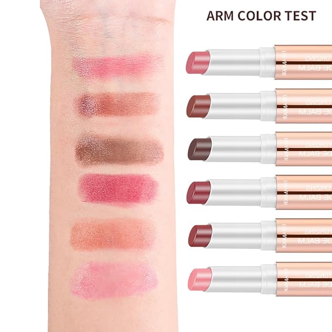 YIBABY 6 Pcs Lip Tint Hydrating, Tinted Lip Balm, Deep Nourishing Glossy Lipstick Set, Long Lasting Moisturizing Lip Care Balm Lip Makeup for Dry, Cracked and Chapped Lips