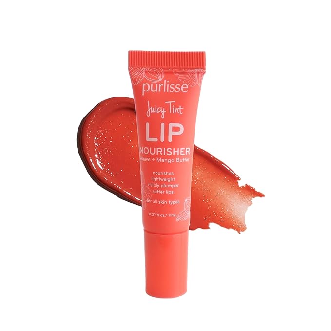 pūrlisse Juicy Tint Moisturizing Tinted Lip Balm for Women - Hydrating Tinted Lip Balm for Dry Lips - Enriched with Shea Butter & Jojoba Oil for Plumper Soft Lips - Sunset Shine (.38 oz)