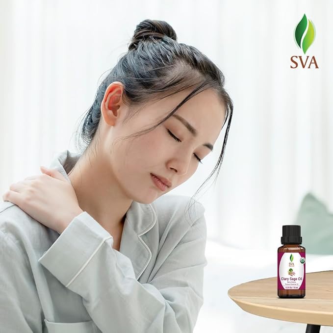 SVA Organic Clary Sage Essential Oil in Glass Bottle, 1/3 Fl Oz (10 ml)