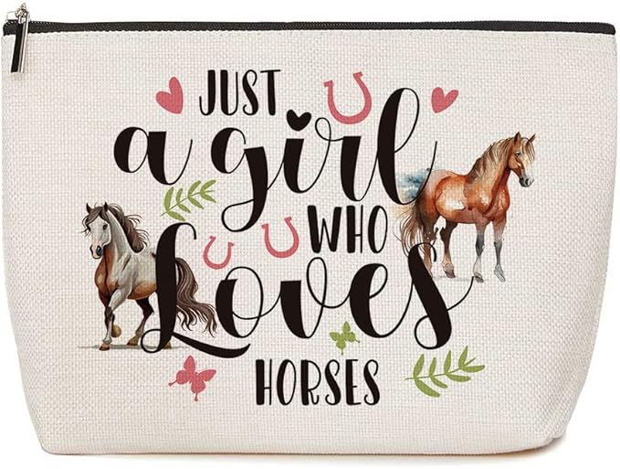 Lovdazzles Horse Makeup Bag Funny Animal Cosmetic Bag Horse Gifts for Girls