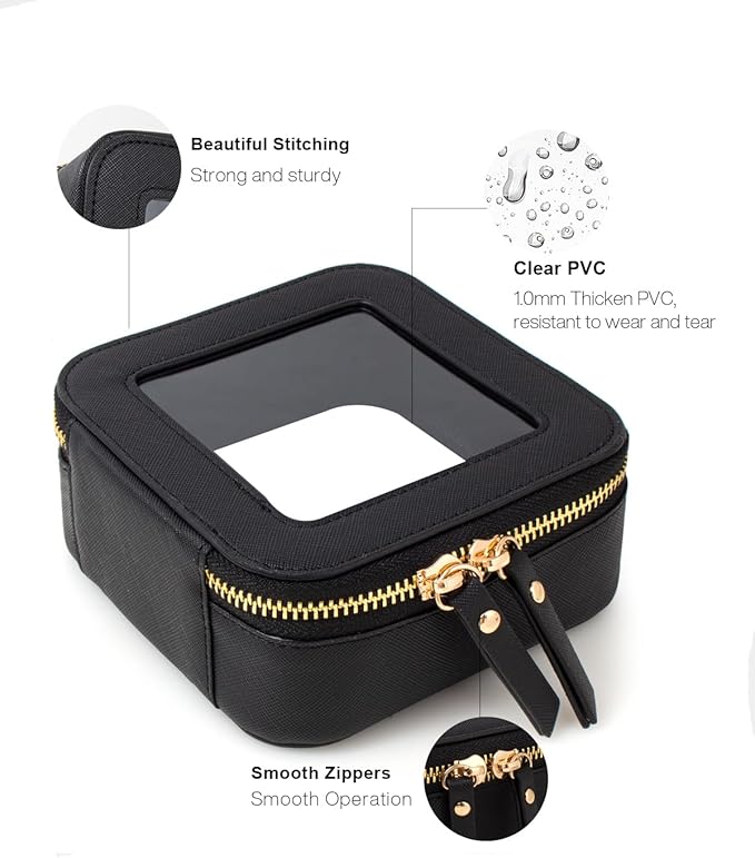 FFpaw Clear Makeup Bag, Small Makeup Bag TSA Approved Toiletry Bag Cosmetic Travel Bag Cute Makeup Bag Organizer Makeup Case Pouch Car Essentials for Women Men