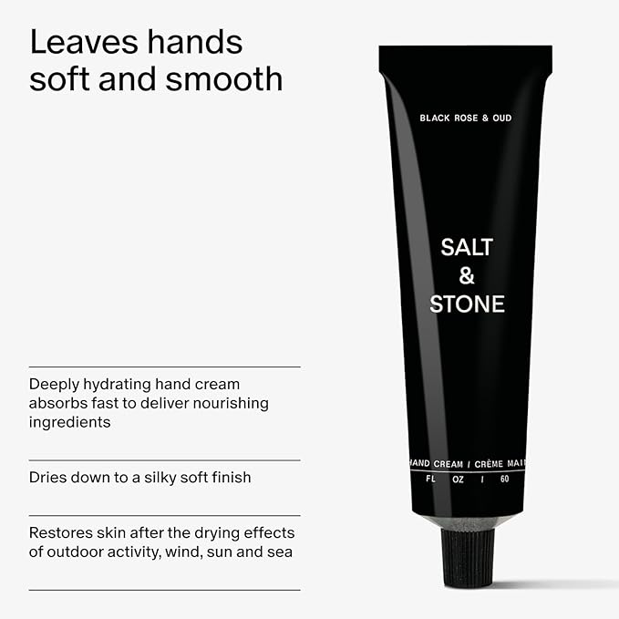 Salt & Stone Hand Cream, Hand Lotion, Women & Men, Black Rose & Oud 2 fl oz