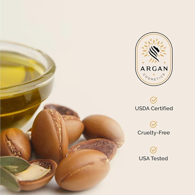 Argan Cosmetics 100% Pure Organic Moroccan Argan Oil, Unscented – 2 Fl Oz