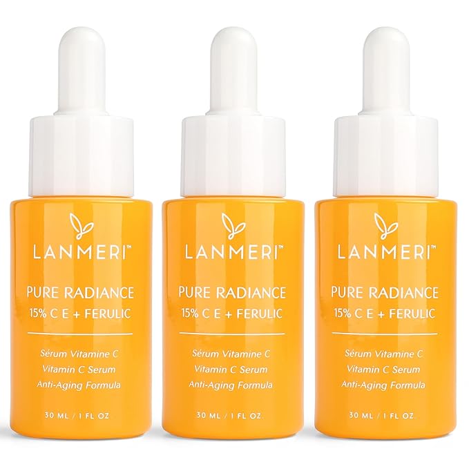 Lanmeri Ceuticals 15% Vitamin C + E + Ferulic Serum: Advanced Antioxidant Defense Formula with 1% Vitamin E & 0.5% Ferulic Acid – High-Stability Vitamin C Serum
