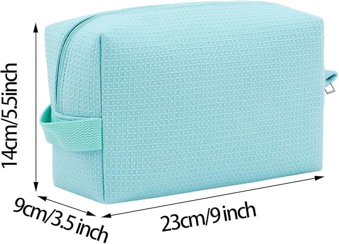 DYSHAYEN Small Waffle Makeup Bag for Travel, Mint