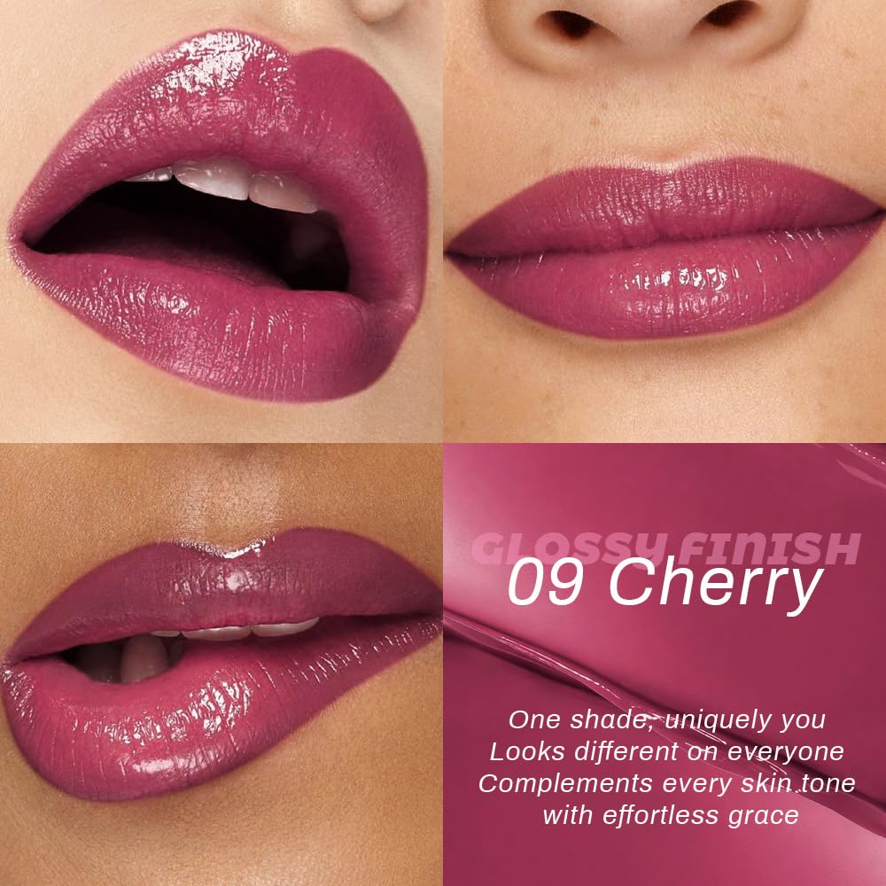evpct Plum Cherry Honey Lipstick Tinted Lip Balm, Wine Burgundy Moisturizing Tinted Lip Oil Stick Lipstick for Older Women, Sheer Lightweight Hydrating Shine Tinted Lip Color Gloss Tint Stain