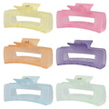 Sisiaipu 4 Inch Big Hair Claw Clips 6 Pcs Large Claw for Thick Hair Square Hair Clips for Women Rectangle Hair Clips Nonslip Acrylic Banana Jaw Clips Hair Accessories for Girls (Ice Cream)