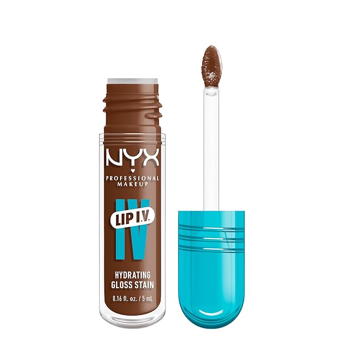 NYX PROFESSIONAL MAKEUP Lip IV Hydrating Glossy Lip Stain, Long-Lasting, Tinted, Vegan Formula with 12 HR Hydration - Splash N Spice (Brown)