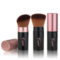Easyhut Retractable Kabuki Makeup Brushes 2 Pcs Blush Brushes Set Portable Powder Brushes with Flat and Angled Top for Liquid Cream Girls Cosmetics Travel, Large/1.18inch, Rose Gold