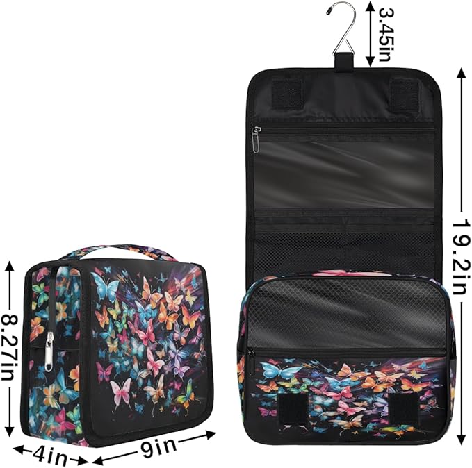 Butterfly Travel Toiletry Bag Women Men Hanging Cosmetic Organizer Portable