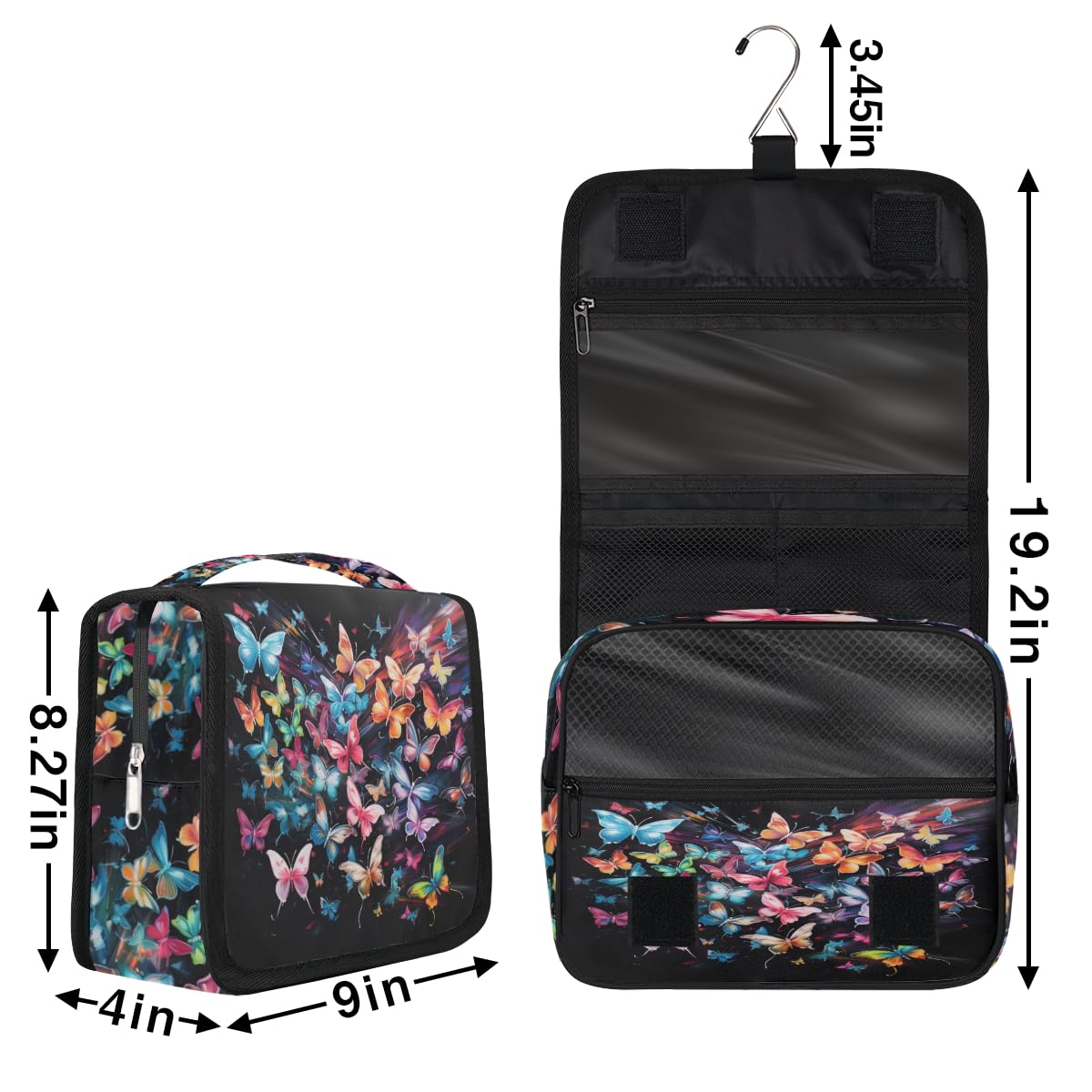 Butterfly Travel Toiletry Bag Women Men Hanging Cosmetic Organizer Portable
