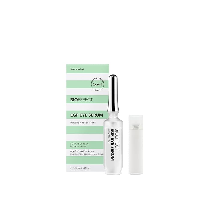BIOEFFECT EGF Eye Serum with De-Puffer Rollerball | Refill Set, 0.20 Fl Oz