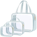 PACKISM Clear Makeup Bag Travel - TSA Approved Toiletry Bag, 3 Grayish Blue
