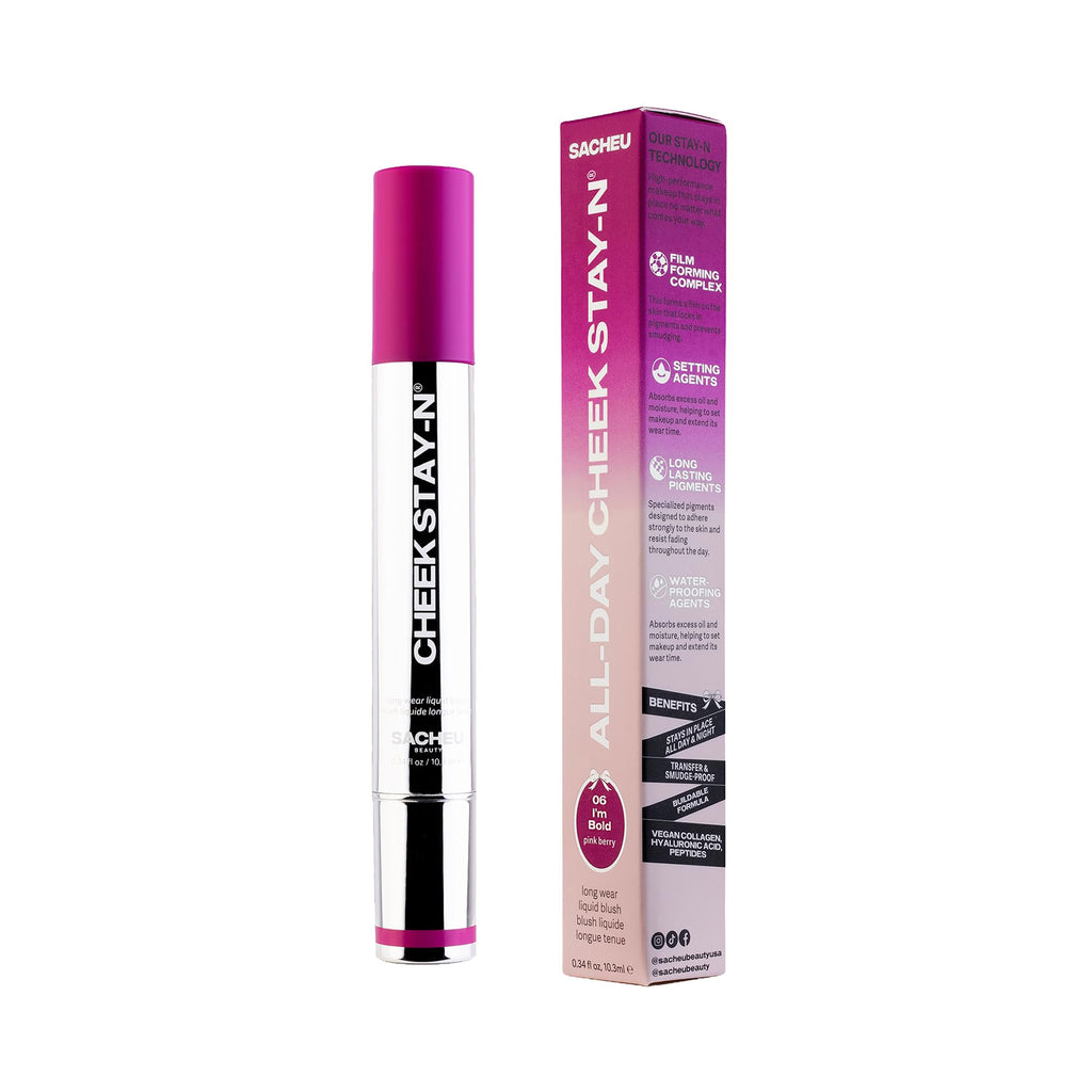 Sacheu Cheek STAY-N Liquid Blush, Dewy Finish, I'm Bold